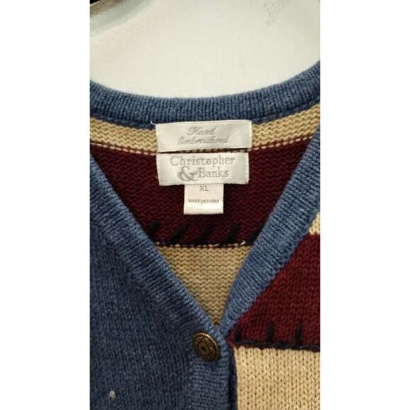 Christopher & Banks American Flag knit button front vest - Picture 3 of 5